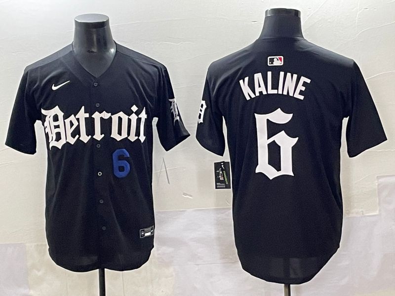 Men 2025 Detroit Tigers #6 Kaline Black Five generations Joint Name Nike MLB Jersey style 5->detroit tigers->MLB Jersey